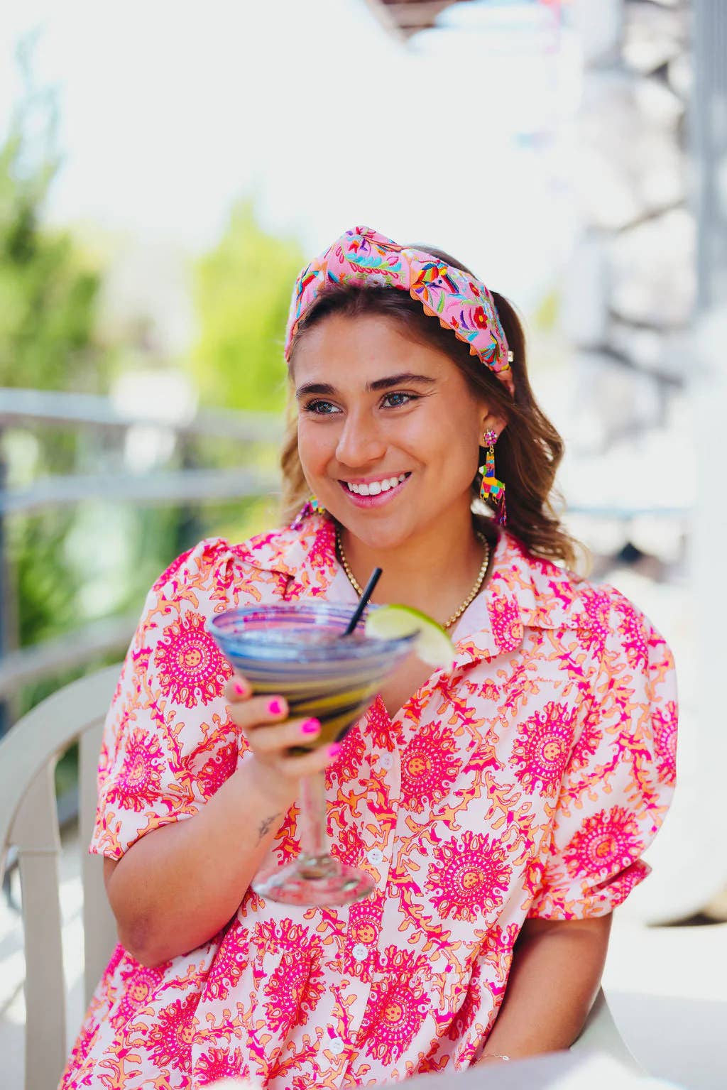 Embroidered Otomi Headband with Ric Rac Trim